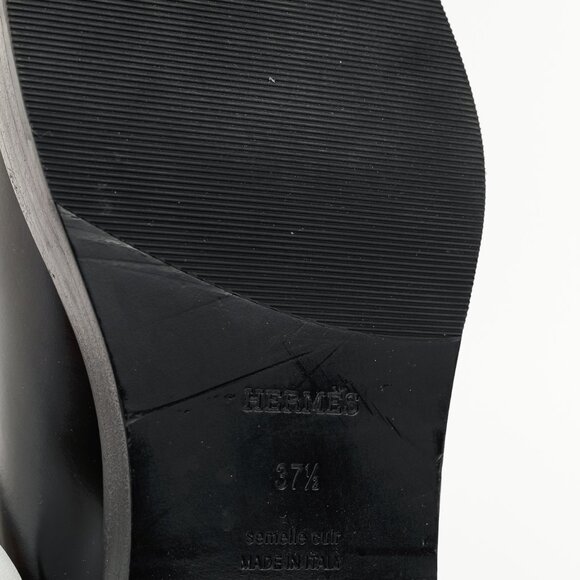 Hermes Hour Noir & Blanc Glazed Calfskin "H" Loafers - Picture 6 of 12